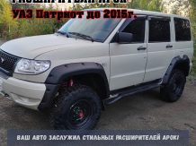 Расширители колесных арок UAZ Patriot (без накладок на бампер) ТКУ3163С